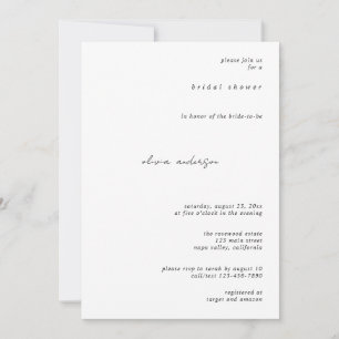 Minimalist Calligraphy Bridal Shower Invitation