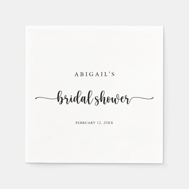Minimalist Calligraphy Bridal Shower Napkins (Front)