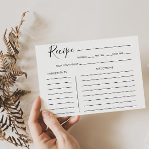 Minimalist Calligraphy Bridal Shower Recipe Card