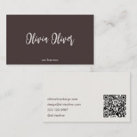 Minimalist Calligraphy Brown Cream Modern QR Code