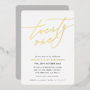 MINIMALIST Calligraphy chic 21st birthday gold