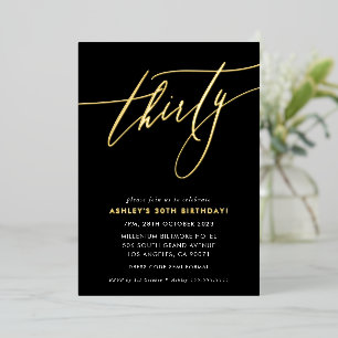 MINIMALIST Calligraphy chic 30th birthday gold