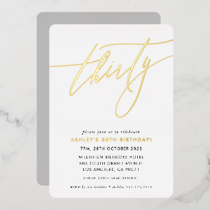 MINIMALIST Calligraphy chic 30th birthday gold