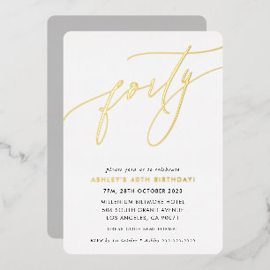 MINIMALIST Calligraphy chic 40th birthday gold