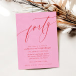 MINIMALIST Calligraphy chic 40th party pink red Invitation<br><div class="desc">by kat massard / WWW.SIMPLYSWEETPAPERIE.COM
Love the design,  but would like to see some changes - another colour scheme,  product,  add a photo or adapted for a different occasion - no worries simply contact me,  kat@simplysweetPAPERIE.com I am happy to help!</div>
