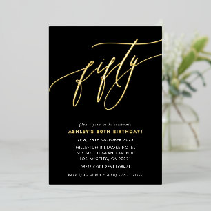 MINIMALIST Calligraphy chic 50th birthday gold Foi
