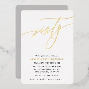 MINIMALIST Calligraphy chic 60th birthday gold