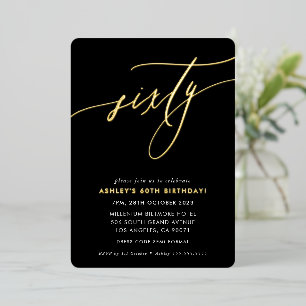 MINIMALIST Calligraphy chic 60th birthday gold Foi