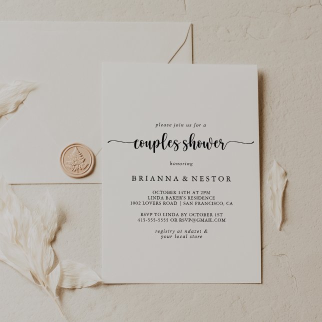 Minimalist Calligraphy Couples Shower Invitation (Creator Uploaded)