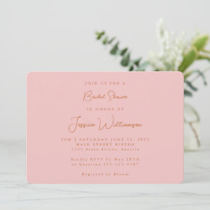 Minimalist Calligraphy Cute Pink Bridal Shower Invitation