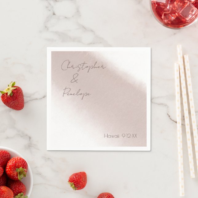 Minimalist Calligraphy Dusty Pink Watercolor Napkin (Insitu)