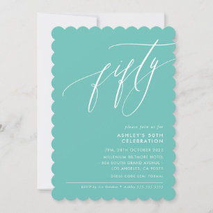 MINIMALIST Calligraphy elegant 50th party mint Invitation