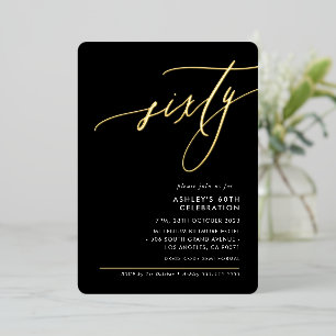 MINIMALIST Calligraphy elegant 60th party black
