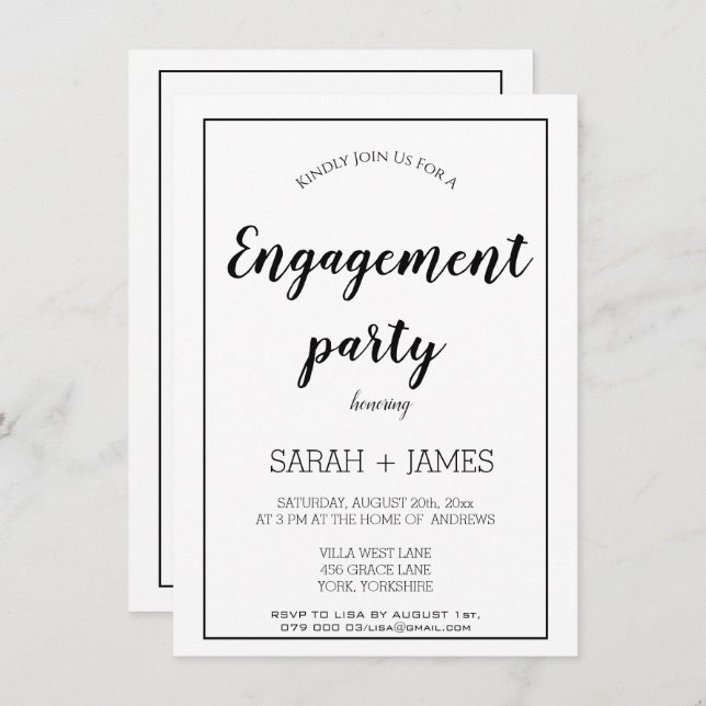 Minimalist Calligraphy Engagement Invitation (Front/Back)