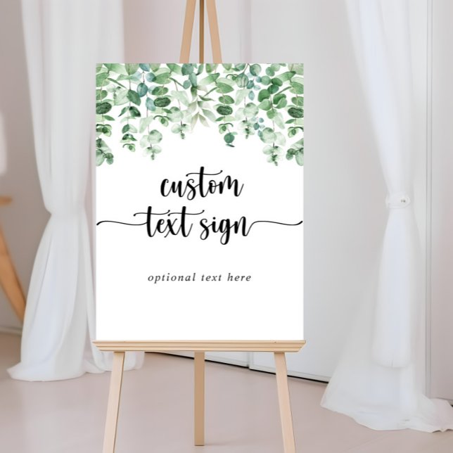 Minimalist Calligraphy Eucalyptus Custom Text Sign (Creator Uploaded)