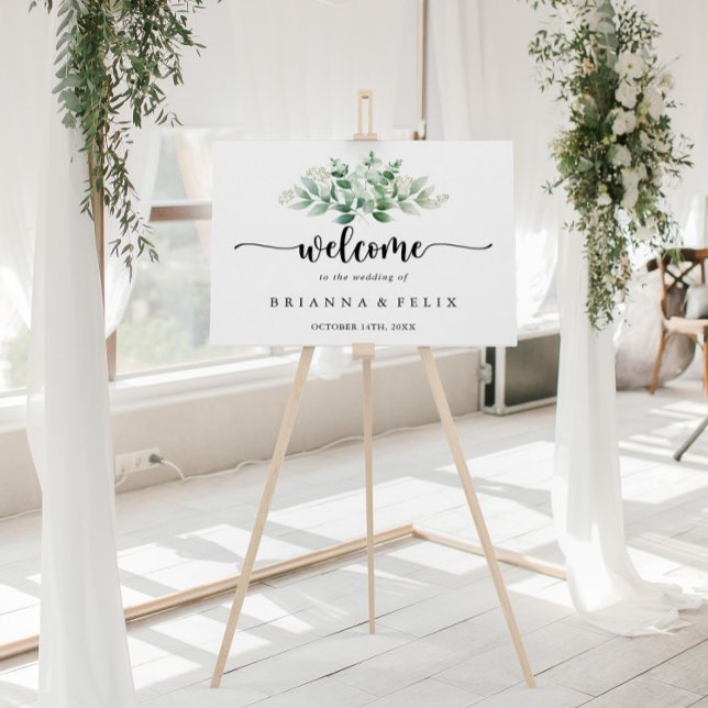 Minimalist Calligraphy Eucalyptus Wedding Welcome  Poster (Creator Uploaded)