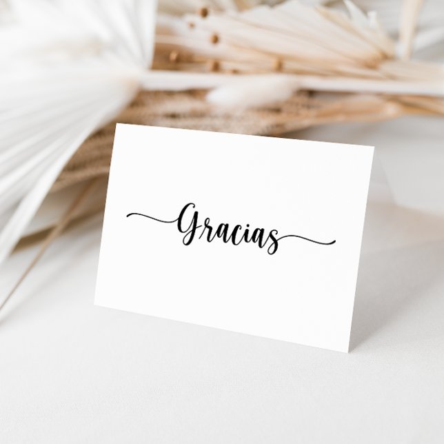 Minimalist Calligraphy Folded Wedding Gracias Card (Creator Uploaded)