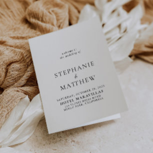 Minimalist Calligraphy Folded Wedding Program Programme