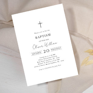 Minimalist Calligraphy Gender Neutral Baptism  Invitation
