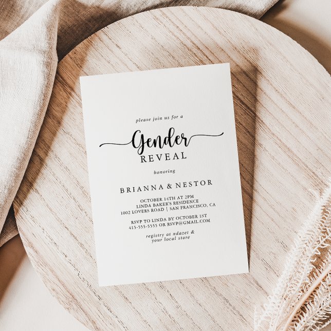 Minimalist Calligraphy Gender Reveal Party  Invitation (Creator Uploaded)