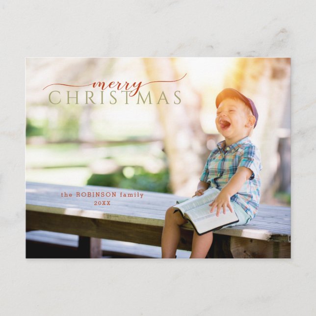 Minimalist Calligraphy Greeting & Photo Postcard (Front)