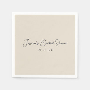 Minimalist Calligraphy Ivory Black Bridal Shower  Napkin