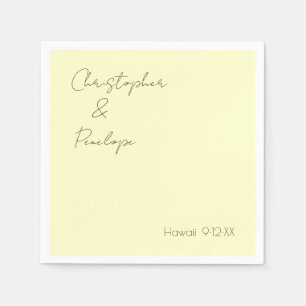 Minimalist Calligraphy Light Yellow Wedding   Napkin
