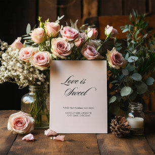 Minimalist Calligraphy Love is Sweet White Wedding Pedestal Sign