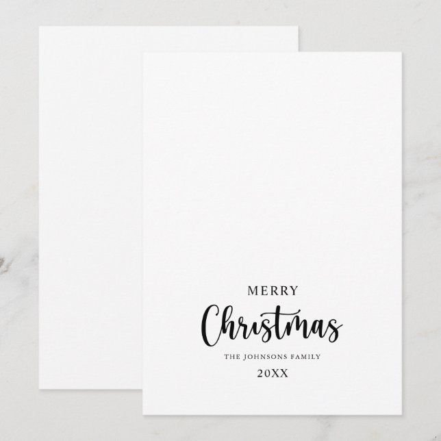 Minimalist Calligraphy Merry Christmas Holiday Card (Front/Back)