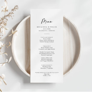 Minimalist Calligraphy Modern Elegant Dinner Menu