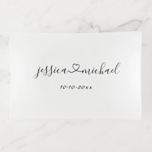Minimalist Calligraphy Names Joined By Love Custom Trinket Trays
