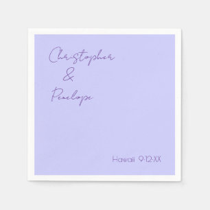 Minimalist Calligraphy Periwinkle Travel Wedding Napkin