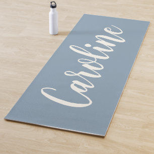 Minimalist Calligraphy Personalised in Dusty Blue Yoga Mat