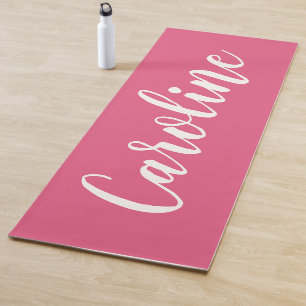 Minimalist Calligraphy Personalised in Hot Pink  Yoga Mat