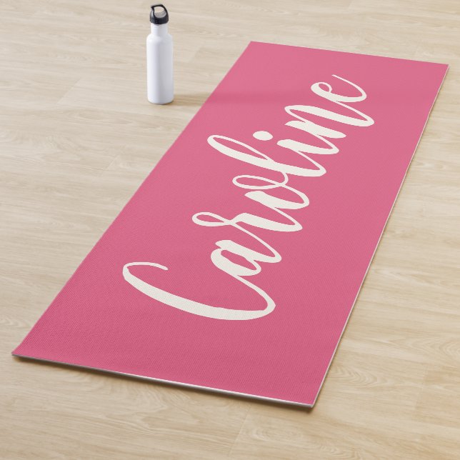Minimalist Calligraphy Personalised in Hot Pink  Yoga Mat (In Situ)