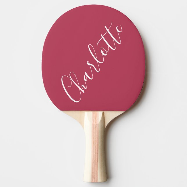 Minimalist Calligraphy Personalised Name Magenta  Ping Pong Paddle (Front)