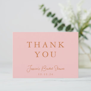 Minimalist Calligraphy Pink Bridal Shower Flat Thank You Card