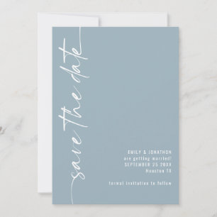 Minimalist Calligraphy QR Code Dusty Blue Wedding  Save The Date