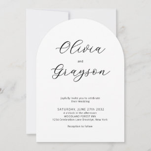Minimalist Calligraphy QR code RSVP Arch Wedding Invitation