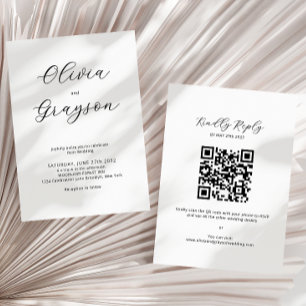 Minimalist Calligraphy QR code RSVP Wedding Invitation