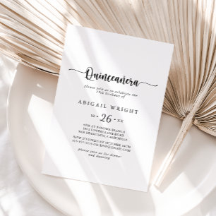 Minimalist Calligraphy Quinceañera Invitation
