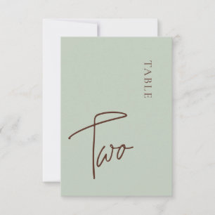 Minimalist Calligraphy Sage Table two Table Number
