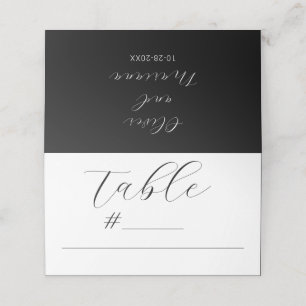 Minimalist Calligraphy Script Black Wedding Place Card