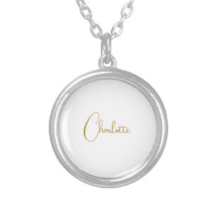 Minimalist Calligraphy Script Name Gold Color Silver Plated Necklace