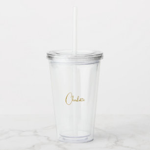 Minimalist Calligraphy Script Name Gold Colour Acrylic Tumbler