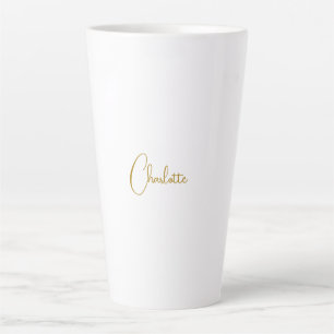 Minimalist Calligraphy Script Name Gold Colour Latte Mug