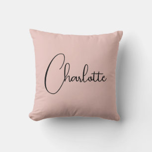 Minimalist Calligraphy Script Name Rose Gold Cushion