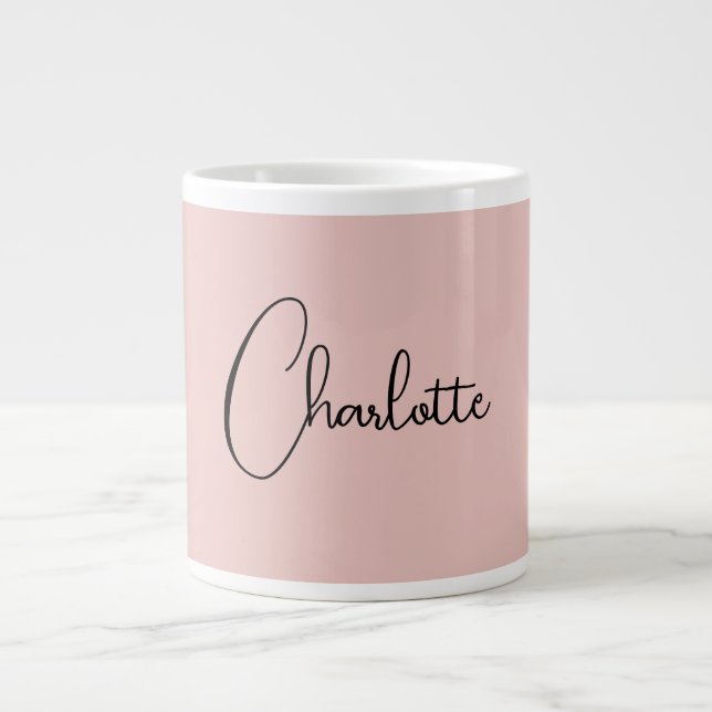 Minimalist Calligraphy Script Name Rose Gold Large Coffee Mug (Front)