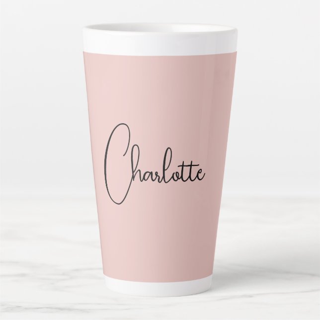 Minimalist Calligraphy Script Name Rose Gold Latte Mug (Front)