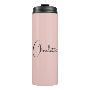 Minimalist Calligraphy Script Name Rose Gold Thermal Tumbler